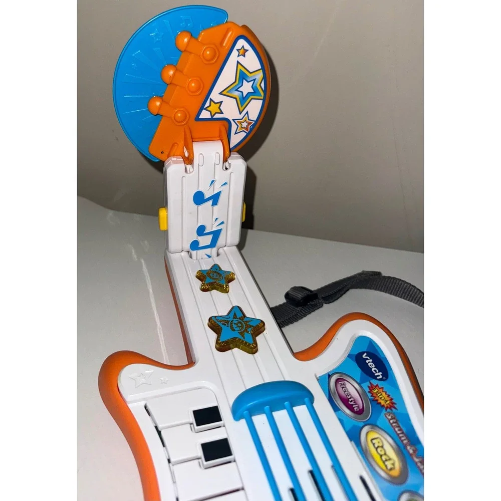 VTech Strum & Jam KidiBand 3-in-1 Guitar Piano Drums Orange White Blue WORKS